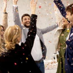 Group of coworkers celebrating the new year